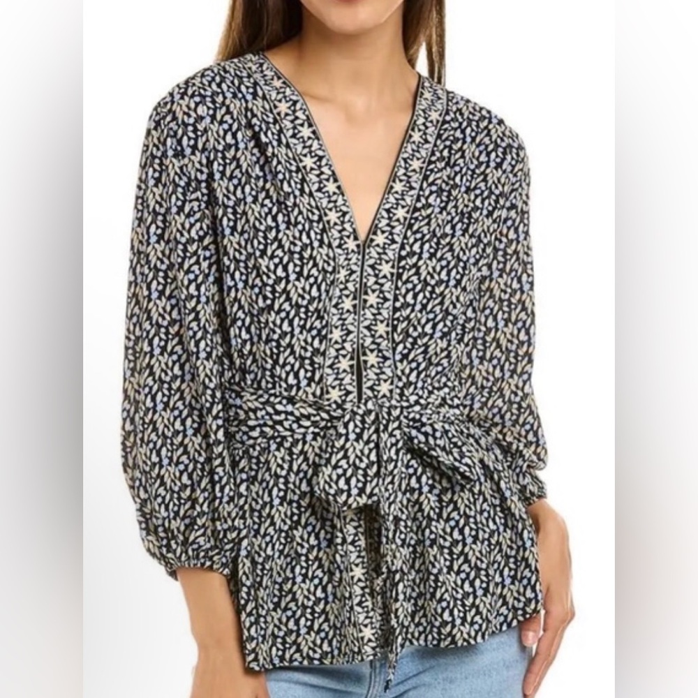 Max Studio Floral Print V-Neck Women's Top